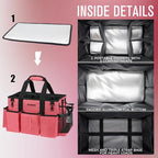 SCAVATA Wearable Cleaning Caddy Bag, Cleaning Caddy Supplies Organizer with Handle & Shoulder Straps for Housekeepers, Under Sink & Car Cleaning Tool Organizers with 4 Foldable Divider (RoseRed) - color: RoseRed