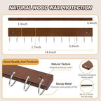 UNIFUN Wall Mounted Key Hooks, 12 Hook Organizer Rack for Entryway, Kitchen, Bathroom, Heavy Duty Key Holder Hanger, Brown Wood Finish, 2 Pack - size: 2 Pack