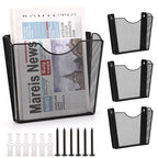 3 Pcs Vertical Wall Mount File Holder Metal Hanging Wall File Organizer Single Pocket Wall File Holder Letter Size Mail Holder Wall Decor Wall Mount Flyer Holder Hanging Magazine Rack for Office Home - size: 3 Pack