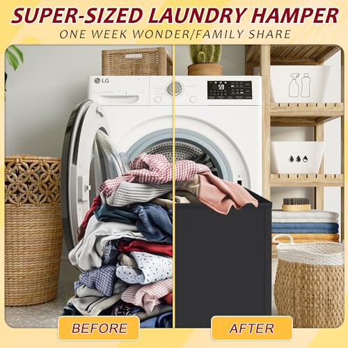150L Laundry Hamper 2 Section, Large Laundry Hamper with Lid, Dirty Clothes Hamper with 2 Removable Inner Bags, Collapsible Laundry Basket Organizer for for Clothes Toys Towels, Hamper 2 Compartment - color: Black, size: 150L