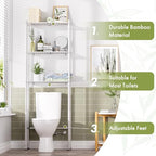 AmazerBath Over The Toilet Storage Bamboo, Bathroom Over Toilet Organizer Rack, 3-Tier Over Toilet Shelf, Space Saver, White - style: White-3-tier