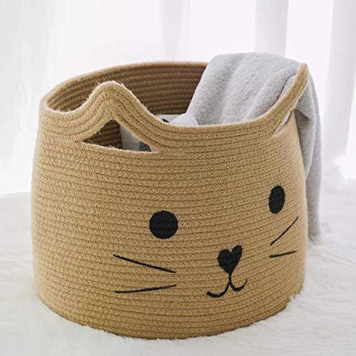 Large Woven Jute Rope Storage Basket, Baby Laundry Basket Organizer for Toys, Blanket, Clothes, Towels, Gifts | Pet Gift Baskets for Cat, Dog - 15.7" L×11.8" H - color: Jute, size: 15.7"W x 11.8"H