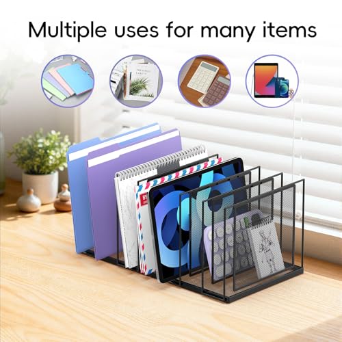 File Organizer for Desk, 7-Section Vertical File Sorter, Paper Holder Organizer Standing Metal File Folder for Office Home Classroom, Black - color: Black, size: 1 Pack 7-Section
