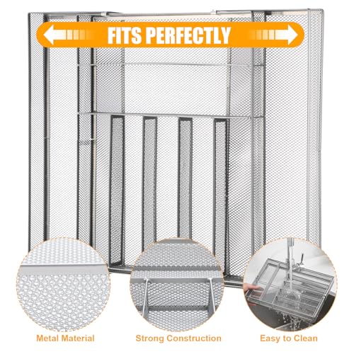 1 Pcs Utensil Drawer Silverware Organizer, Metal Mesh Expandable 13" ~24" Kitchen Drawer Organizer, 7-9 Slots Cutlery Tray Dividers for Kitchen Flatware Christmas Housewarming Gift (Sliver) - color: Sliver