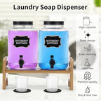 2-Pack Laundry Detergent Dispenser with Bamboo Stand，1 Gallon Laundry Soap Dispenser with Measuring Cup，Glass Laundry Detergent Containr for Laundry Room Organization and Storage