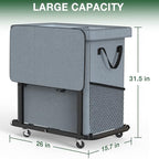 50 Gal(190L) High Grade Large Laundry Basket with Wheels, Rolling Laundry Hamper, Laundry Cart with Metal Frame and Removable Bag Design, Suitable for Laundry Room, Bedroom (Grey, 2 Section 190L) - color: Grey, size: 2 Section 190L