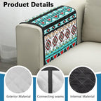 Blue Aztec Tribal Geometry Print Armrest Cover for Sofa Control Holder Sofa Armrest Organizer for Magazine, Tablet, Phone, iPad Chair Arm Covers 44x20 inch Couch Cover - color: Blue Aztec Tribal Geometry