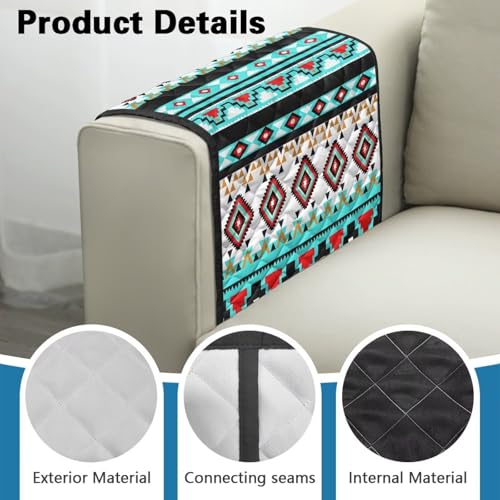 Blue Aztec Tribal Geometry Print Armrest Cover for Sofa Control Holder Sofa Armrest Organizer for Magazine, Tablet, Phone, iPad Chair Arm Covers 44x20 inch Couch Cover - color: Blue Aztec Tribal Geometry