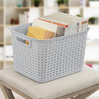 Sterilite 6-Pack Tall Weave Basket, Woven Plastic Storage Baskets for Organization, Cement Gray - Organizing Bin Containers with Handles for Bedroom, Bathroom, Dorm, Laundry Room, and Closet - size: 6 Pack