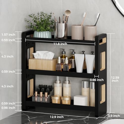 Bathroom Counter Organizer,Bathroom Counter Shelf,Bathroom Organizers,Under Sink Organizer,Cologne Organizer For Men,Cologne Cabinet,Spice Rack Organizer for Cabinet,Gifts(Black 3 Tier) - color: Black 3 Tier