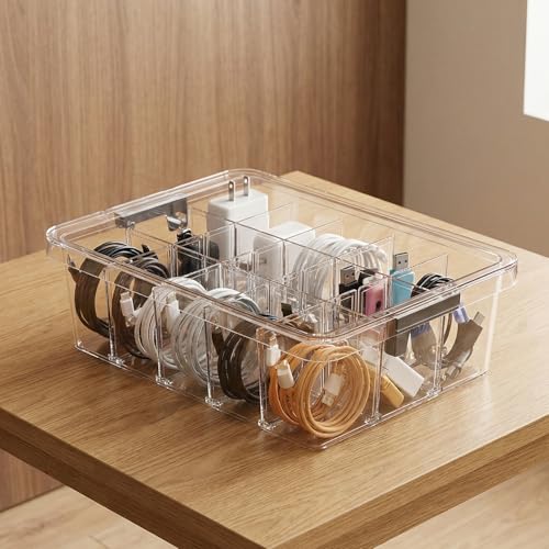 Socks Bra Underwear Drawer Organizer for Closet, 2 PCS Plastic Storage Box with 15 Removable Compartments and Lid, Clear Dresser Drawer Organizer Storage Container with Dividers for Sock Ties Belts - color: Clear-15 Grids