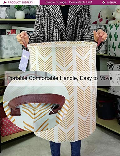 Laundry Hamper Large Canvas Fabric Lightweight Storage Basket/Toy Organizer/Dirty Clothes Collapsible Waterproof for College Dorms, Boys and Girls Bedroom,Bathroom(yellow wheat) - color: yellow wheat