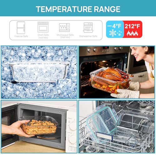 Vtopmart 122oz+50oz Large Glass Food Storage Containers with Airtight Lids, Big Glass Containers for Roasting Chicken, Baking Casseroles, Food Storage, Meal Prep, Fruits, Thanksgiving Meals, BPA-Free - size: 2pack 122oz+50oz