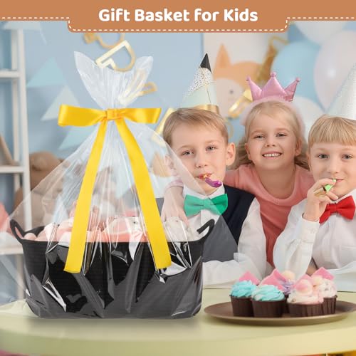 OIASKET Large Empty Gift Baskets for Baby Shower, 16.5" L x 12.6" W x 7" H Cute Woven Storage Basket with Gift Bags and Ribbons, Small Rope Toy Basket with Handles, Cat Dog Pet Toy Organizer - Black - color: Black, size: Large: 16.5"L x 12.6"W x 7"H
