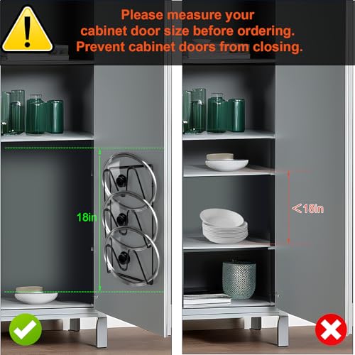 2 Pack Pot Lid Organizer, 6-Tier Pots and Pans Lid Organizer Under Cabinet, No Drilling, Rustproof, Lid Organizers Inside Cabinet for Small Space Solution & Kitchen Cabinet Organization - color: Black, size: 13.3in - 6-Tier