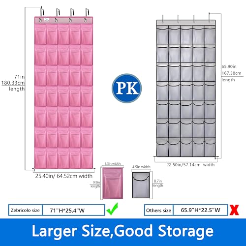 over the door shoe organizer,2025 upgraded,35 Huge pockets,over door shoe organizer,Store size 13 shoes,shoe organizer,Strong material,hooks Suitable for various doors,pink shoe rack - color: Pink-01, size: 71'' x 25.4''/Pack of 1