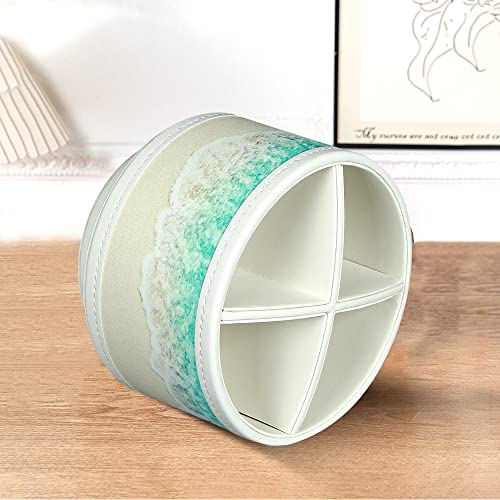 TV Remote Control Holder for Table, 360 Swivel Pen Holder for Desk Organizers and Accessories, Nightstand Organizer Caddy for Media Controllers/Office Supplies, Bedside Decorations for Living Room - color: Beach