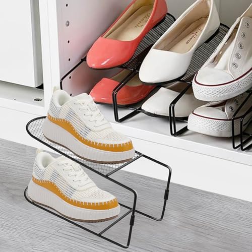 12Pack Shoe Slots Organizer Metal Shoe Stacker Shoe Storage Organizers for Closet Space Saver 50% Shoe Rack Holder for a Pair of Shoes (Black) - color: Black, size: 12PACK
