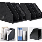 Marte Vanci Collapsible 3 Compartment Magazine Holder Desktop Organiser Adjustable Sturdy File Dividers Document Cabinet Rack Display (2 Pcs Black) - color: Black 3 Compartments (2 Pcs)