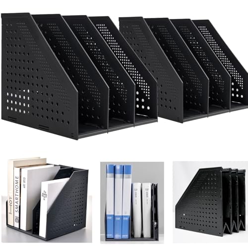 Marte Vanci Collapsible 3 Compartment Magazine Holder Desktop Organiser Adjustable Sturdy File Dividers Document Cabinet Rack Display (2 Pcs Black) - color: Black 3 Compartments (2 Pcs)