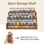 Aminigram Wood Spice Rack Organizer for Cabinet, 3 Tier Spice Shelf Storage, Kitchen Seasoning Organizer for Spice Bottles, Jars, Seasonings, Baking Supplies