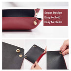 Leather Valet Tray for Men Women, Small Leather Catchall Desk Organizer, Key Holder for Entryway Table, Collapsible Travel Snap Tray (Silver + Pink) - color: Silver + Pink