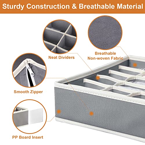 6 Pack Drawer Underwear Organizer, 59-Compartment Foldable Sock Bra Drawer Organizer Divider Fabric Dresser Closet Organizers and Storage Box for Storing Bra, Socks, Baby Clothes, Panty, Scarf, Ties