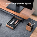 UPERGO Walnut Desk Tray with Pen Holder Set, Natural Wooden Desk Drawer Organizer Office, Organizer Tray for Keys, Pen, Watch - style: desk drawer with pen holder