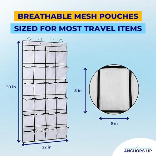 Cruise Cabin Over Door Organizer for Shoes, Toiletries and Accessories – 24 Pockets – Tested on All Cruise Lines such as Carnival, Royal Caribbean, Celebrity, Norwegian etc – Cruise Essentials