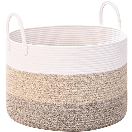 Extra Large Toy Basket, 20"x13" Kids Toy Storage for Playroom Classroom Nursery, Woven Rope Blanket Basket with Handles, Stuffed Animal Organizer & Dog Toys Basket, Jute - color: Jute - Wide