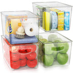 theaoo Clear Storage Bins with Lids Stackable - Large Plastic Containers for Pantry Organization and Storage - Perfect for kitchen,Fridge,Laundry Room,Bathroom,Garage,Closet,Cabinet Organizer - 4 Pack - size: Large (Pack of 4)