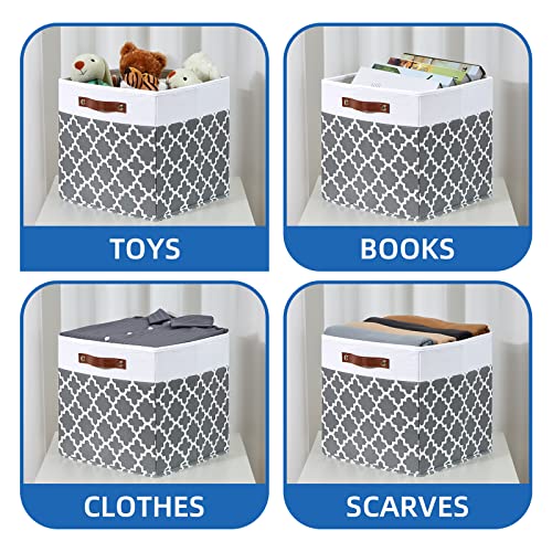 Temary Cube Storage Bins 13x13 - 4 Pack Cube Storage Bins for Shelf with Handles (Grey Lattice) - color: Grey Lattice, size: 13×13×13