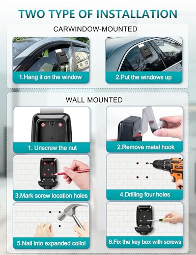 Car Window Lock Box for Turo, Portable Car Key Lock Box, Punch Button Combination Key Safe Box, Sturdy Waterproof Large Capacity Security Lockbox fit for Ride Share, Turo, GetAround ﻿ - color: C-Black