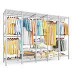 Raybee 88.2" W Clothes Rack Heavy Duty Clothing Racks for Hanging Clothes Extra Wide Portable Closet Loads 1200LBS Freestanding Garment Rack for Bedroom 88.2" W x 75.6" H x 15.7" D, White - color: White, style: NO COVER