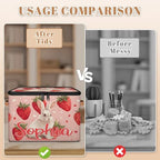 Custom Storage Basket with Name, Personalized Storage Bins with Zipper Lid, Foldable Fabric Storage Box Large capacity with Handle Strawberry Rabbit - color: Option 24