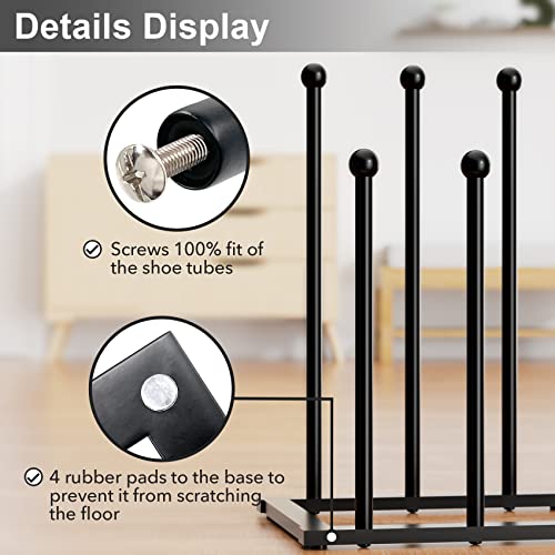 pickpiff Free Standing Shoe Racks - Black Metal Boot Rack for Dorm Room, Closet, Entryway, Bedroom, Patio Outdoor, Hallway, Black, Shoe Storage Fit for 6 Pairs - color: Black, size: Medium for 6 Pairs
