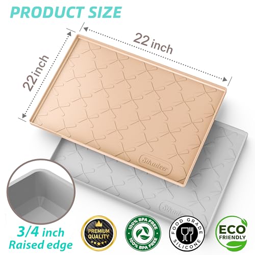 SIKADEER 22" x 22" Under Sink Mat Waterproof, Silicone Mat Kitchen Drawer Shelf and Cabinet Liner, Sink Protector for Kitchen Organizers and Storage, Boot Tray Pet Food Mats - color: Beige, size: 22"W x 22"L