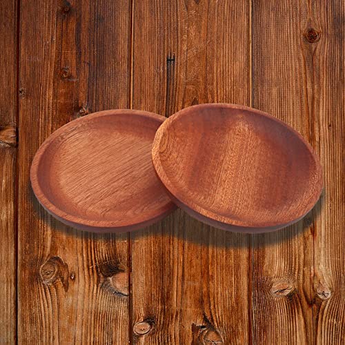 Round Ring Dish Wood Jewelry Tray Trinket Key Decorative Holder Organizer for Necklace Bracelet Display Wedding Party Decor Serving Dishes - color: Round