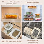 Urban Green Glass Food Storage Containers with Glass Lids, Microwave Safe Food Container Set, Airtight Food Container Set, LeakProof, 100% Plastic Free, White Color, 4pack - color: ‎Ivory White -4s