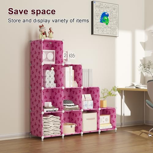 UNKU Cube Storage Organizer, 10 Cube Closet Organizer Storage Shelves, DIY Stackable Bookcase, Clothes Organizer Shelf for Closet, Bedroom, Living Room, Cabinet, Home, Office, Pink - color: Pink, size: 10cube