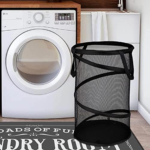BATTOO Collapsible Laundry Basket Foldable Mesh Pop Up Hamper with Handles for Laundry Room, Bathroom, Kids Room, College Dorm, Travel, Storage Organizer Black - color: Black, size: 13 x 23.7 inch