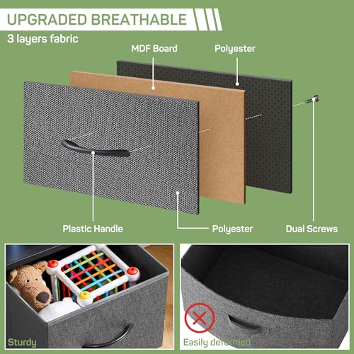 Dresser for Bedroom, 7 Storage Drawers, Anti-Tip Wide Fabric Closet Chests Organizer Tower Furniture, TV Stand for TV up to 45 inch with Wooden Top Metal Frame for Clothes, Living Room - color: Grey, size: 11.8"D x 39.3"W x 30.3"H (7 Drawers)
