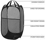 Larpur Popup Mesh Laundry Basket, Collapsible and Portable Clothes Washing Laundry Hamper with Reinforced Carry Handle (Black 2pcs) - color: 2*BLACK