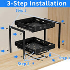 BOIVSHI Pull Out Spice Racks for Inside Cabinets, 2-Tier Cabinet Spice Rack, Height Adjustable Spice Rack Organizer for Cabinet, Kitchen Vertical Spice Rack (9.7''Wx10.8''Dx9.2''H, Metal Black) - size: 9.7''Wx10.8''Dx9.2''H,2 Tier