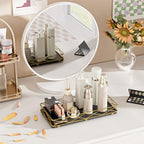 Lixple Toilet Paper Basket Holder, 13" Toilet Tank Tray, Wood and Metal Toilet Tray Vanity Organizer Bathroom Tray, Kitchen Sink Organizer for Soap Dispenser (Black + Gold) - color: Black+gold