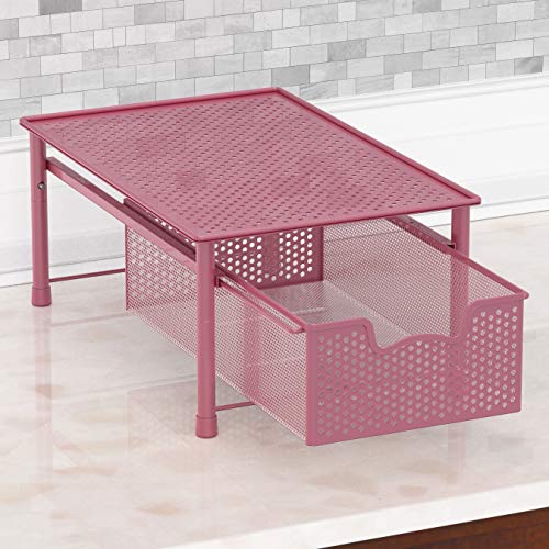 Simple Houseware Stackable Cabinet Basket Drawer Organizer, Pink - color: Pink, size: 1-Tier