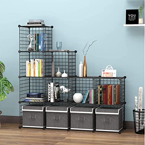 C&AHOME Wire Cube Storage, 12-Cube Storage Organizer Metal, C Grids Storage Bins Shelving, Modular Bookshelf Shelf, Closet Cabinet Ideal for Bedroom, Office 36.6”L x 12.4”W 48.4”H Black - color: Black