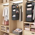 MAX Houser 5 Tier Shelf Hanging Closet Organizer, Cloth Hanging Shelf with 2 Sturdy Hooks for Storage, Foldable (Grey-D2) - color: Grey-d2
