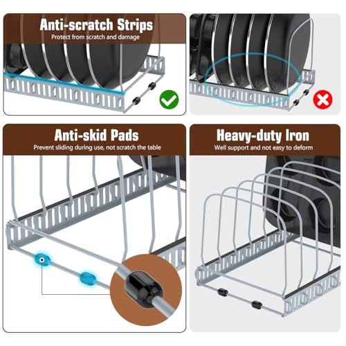 Housolution Cutting Board Organizer Rack, Expandable Baking Tray and Cookie Sheet Organizer with 14 Adjustable Dividers, Bakeware Muffin Tin Cupcake Pan Storage Organizer for Cabinet, Gray - color: Gray, size: 14 Dividers