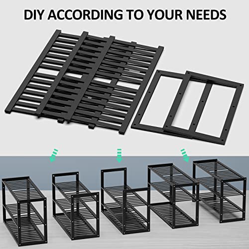 Jripae Bamboo Shoe Rack for Entryway, Stackable 3 Tier Shoe Organizer Shelf Storage 9-12 Pairs Shoes Stand Cubby for Closet Door Hallway Bedroom Garage Black, Thanksgiving - size: 3-tier-short/27.5*10.5*17in